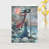 Piraten-Mädchen-gotische Fantasie-Kunst-Gruß-Karte Karte (Gelbe Blume)