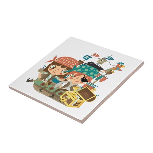 Piraten mit Schatz Fliese (Seite)