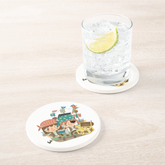 Piraten mit Schatz Getränkeuntersetzer (Seite)