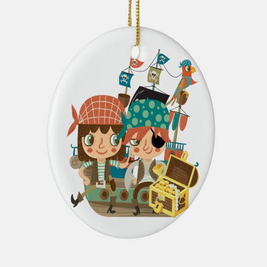 Piraten mit Schatz Keramik Ornament (Rechts)