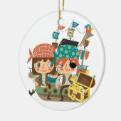 Piraten mit Schatz Keramik Ornament (Links)