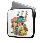 Piraten mit Schatz Laptopschutzhülle (Vorderseite Links)