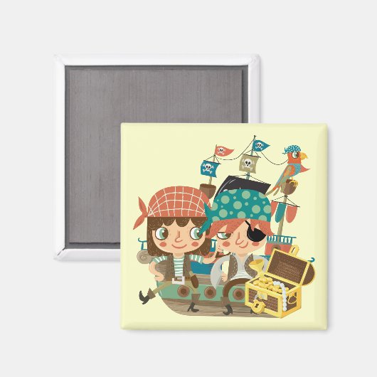 Piraten mit Schatz Magnet (Vorderseite/Rückseite)