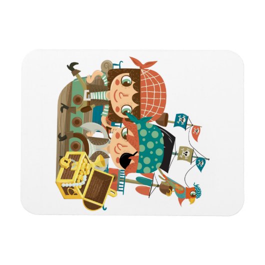 Piraten mit Schatz Magnet (Horizontal)