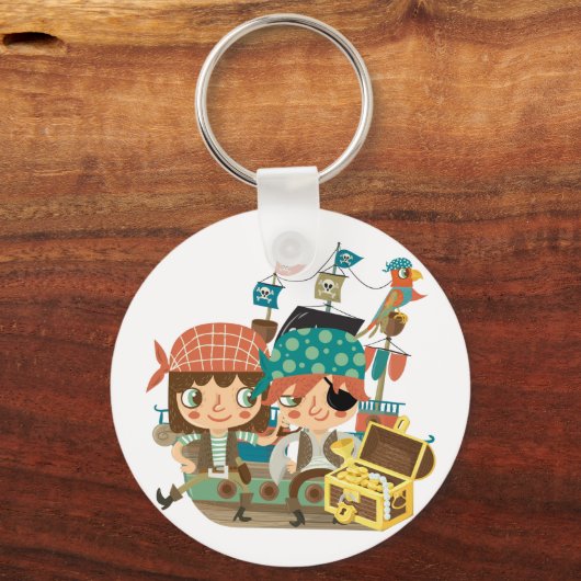 Piraten mit Schatz Schlüsselanhänger (Vorderseite)