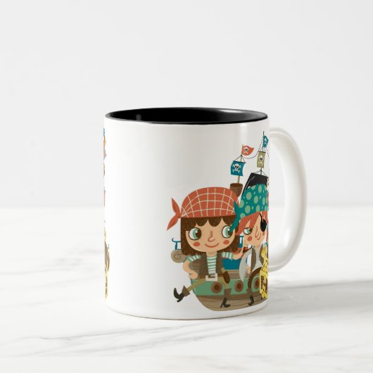 Piraten mit Schatz Zweifarbige Tasse (VorderseiteRechts)