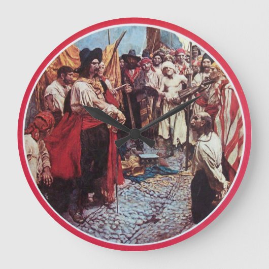 PIRATEN MIT SCHÄTZKEST GROßE WANDUHR (Vorderseite)