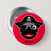 Piraten-Mops-Knopf Button (Vorne & Hinten)