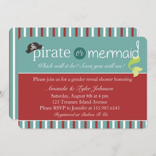 Piraten-oder Meerjungfrau-Geschlecht decken Einladung (Vorne/Hinten)