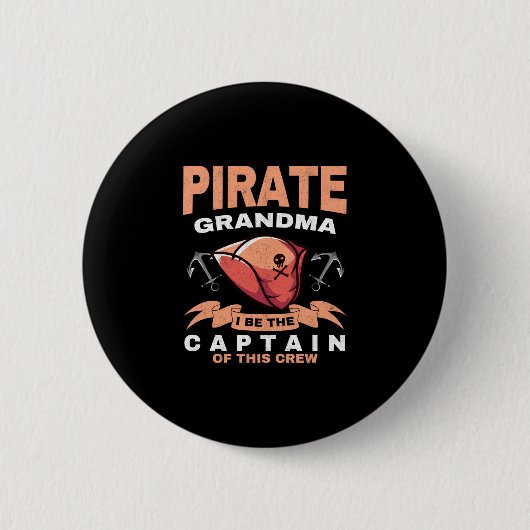 Piraten-Oma-Männer Kapitän Karibik Großmutter Button (Vorderseite)