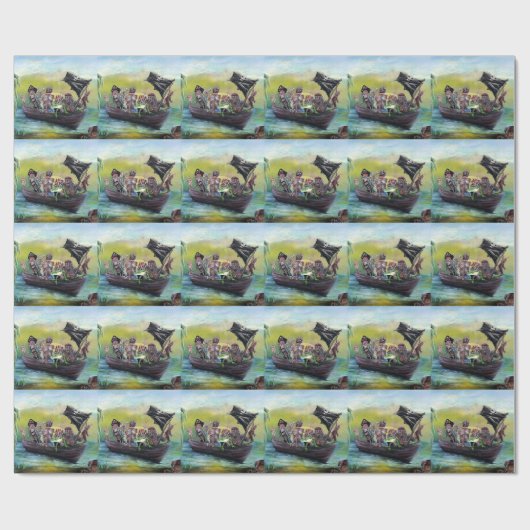 Piraten-Packpapier Geschenkpapier (Flach)