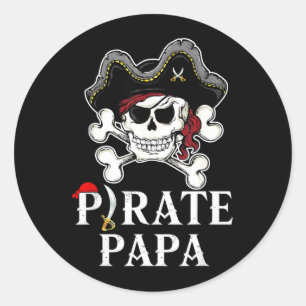 Piraten-Papa-Kostüm Jolly Roger Kreuzknochen Lusti Runder Aufkleber