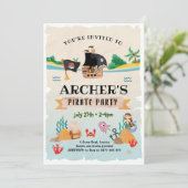 Piraten-Party Einladung, Piratengeburt Einladung (Stehend Vorderseite)