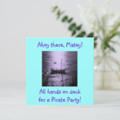 Piraten-Party Einladungen lila (Stehend Vorderseite)