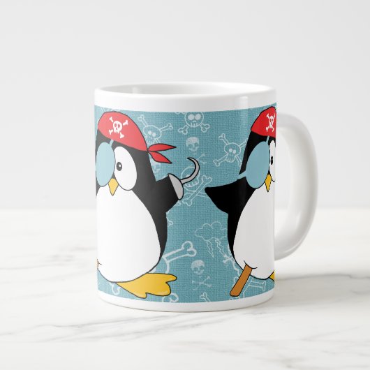 Piraten-Pinguin-Grafik-Muster Jumbo-Tasse (Vorderseite Rechts)