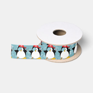 Piraten-Pinguin-Grafik-Muster Satinband