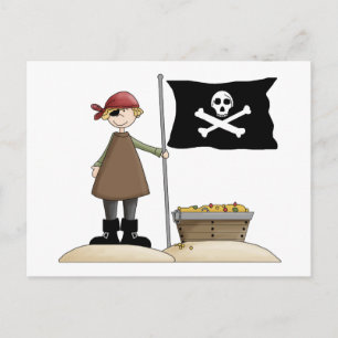 Piraten ・ Piraten, Flagge und Schatzkammer Postkarte