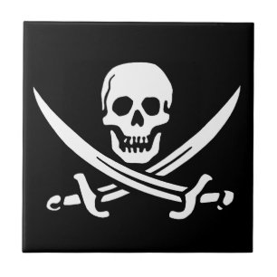 Piraten-Piratenflagge-Schädel Fliese