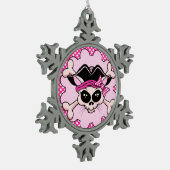 Piraten-Prinzessin Kitty Skull Schneeflocken Zinn-Ornament (Links)