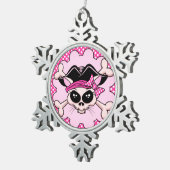 Piraten-Prinzessin Kitty Skull Schneeflocken Zinn-Ornament (Rechts)