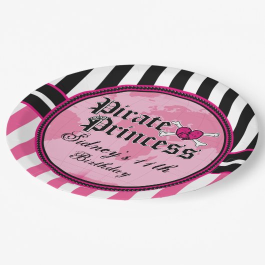 Piraten-Prinzessin Party Pappteller (Schrägansicht)