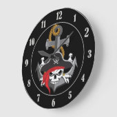 Piraten-Schädel-Anker Große Wanduhr (Winkel)