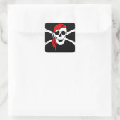 Piraten-Schädel-Flagge Quadratischer Aufkleber (Tasche)