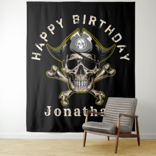 Piraten-Schädel Hintergrundkulisse Wandteppich
