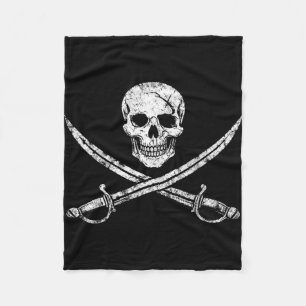 Piraten-Schädel-Kreuzknochen-Schwert Jolly Roger Fleecedecke