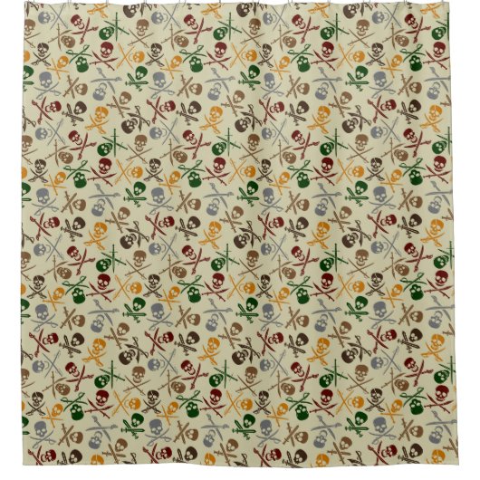 Piraten-Schädel mit gekreuzten Schwertern Duschvorhang (Vorderseite)