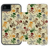 Piraten-Schädel mit gekreuzten Schwertern Incipio iPhone Geldbeutel-Hülle (Folio Geöffnet)