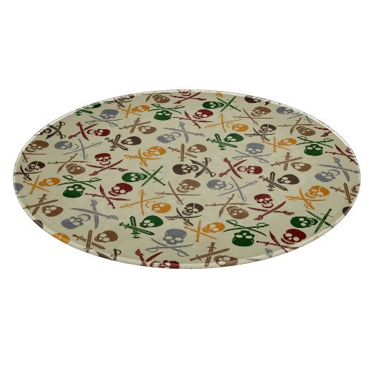 Piraten-Schädel mit gekreuzten Schwertern Schneidebrett (Ecke)