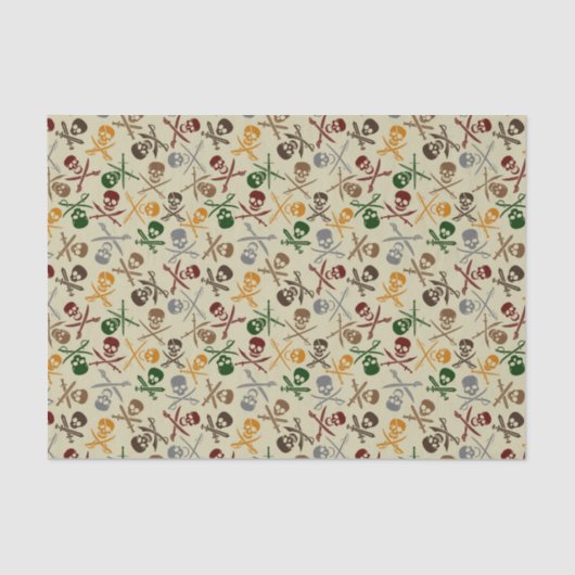 Piraten-Schädel mit gekreuzten Schwertern Seidenpapier (Vorderseite)