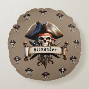 Piraten-Schädel Personalisieren Rundes Kissen