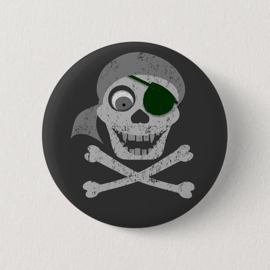 Piraten-Schädel u. Knochen-Knöpfe Button (Vorderseite)