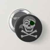 Piraten-Schädel u. Knochen-Knöpfe Button (Vorne & Hinten)