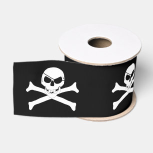 Piraten-Schädel und gekreuzte Knochen Ripsband