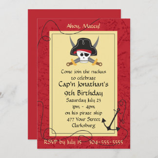 Piraten-Schädel und gekreuzter Einladung