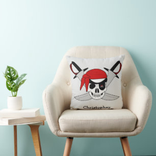 Piraten-Schädel-Und-Schwerter-Design Personalisier Kissen