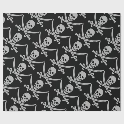 Piraten-Schädel und Schwerter Geschenkpapier (Flach)