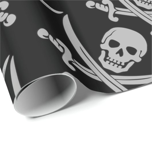 Piraten-Schädel und Schwerter Geschenkpapier (Rolleneckpunkt)
