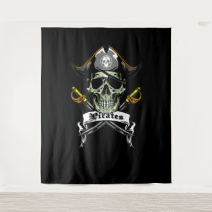 Piraten-Schädelknochen Hintergrund Wandteppich