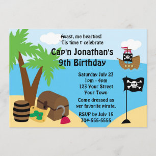 Piraten-Schatz-Geburtstags-Party Einladung