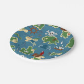 Piraten-Schatz-Karten-Geburtstags-Blau Pappteller (Schrägansicht)