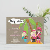 Piraten Schatzsuche Geburtstagsfeier Einladung (Stehend Vorderseite)