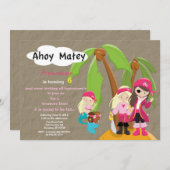 Piraten Schatzsuche Geburtstagsfeier Einladung (Vorne/Hinten)