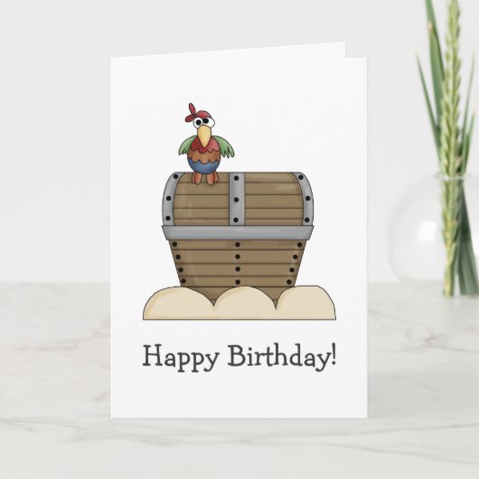 Piraten ・ Schatztruhe und Papagei Karte (Vorderseite)