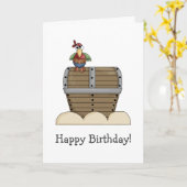 Piraten ・ Schatztruhe und Papagei Karte (Gelbe Blume)