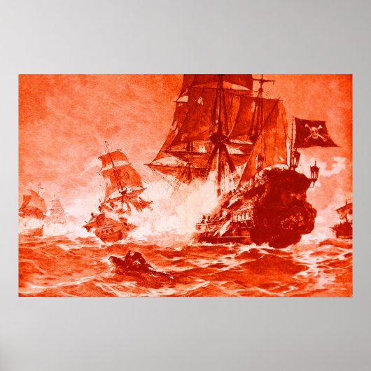 PIRATEN SCHIFF BATTLE IN ROT POSTER (Vorne)