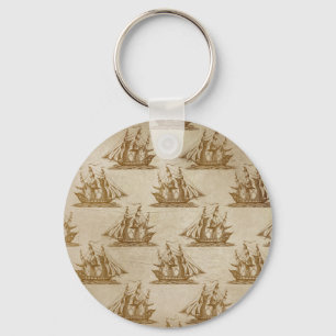 Piraten Schiff Beige Farbe Alter Stil Nautical Schlüsselanhänger